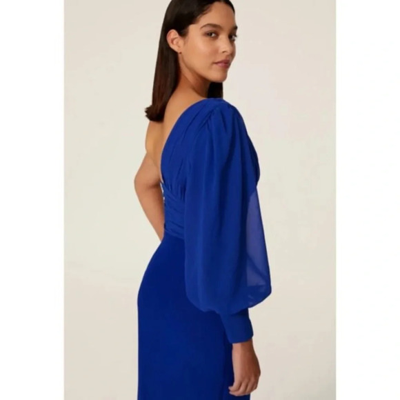 Elle Zeitoune Charles One Shoulder Gown Dress Blue Size Large - Picture 3 of 11